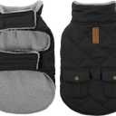 Queenmore Dog Winter Coat Warm Puffer Jacket Waterproof Plush Lining Thermal Cold Weather Vest for Small Medium Large Dogs, Windproof Easy On Pet Jacket Black S