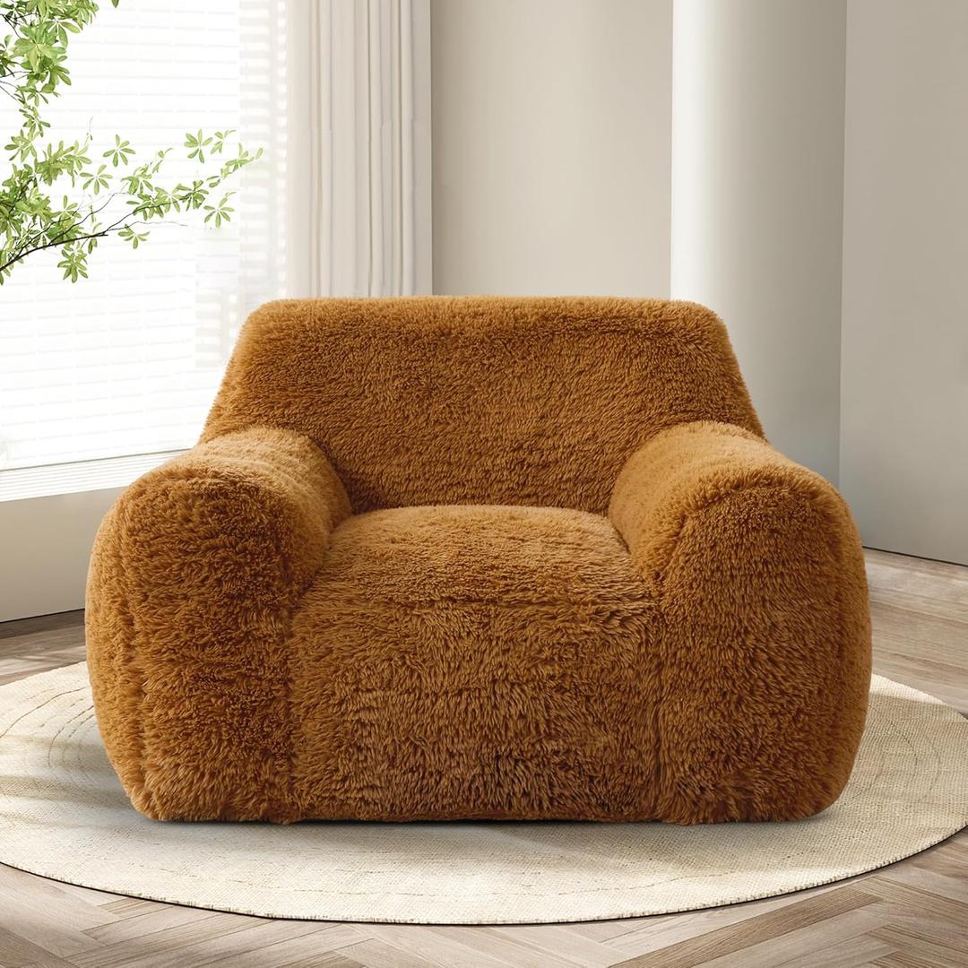 Hobestluk Bean Bag Chair Giant Bean Bag Chairs for Adults, Bean Bag Sofa Chair with Armrests, Oversize Beanbag Couch Comfy Chair for Bedroom, Living Room, Dorm and Office (Standard, Caramelo)