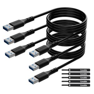 4 ft USB 3.0 Male to Male Cable (3 Pack) - 5Gbps Data Transfer for Hard Drive, Laptop, DVD Player, USB Hub, Monitor, Camera, Set Top Box with 5 Cable Ties