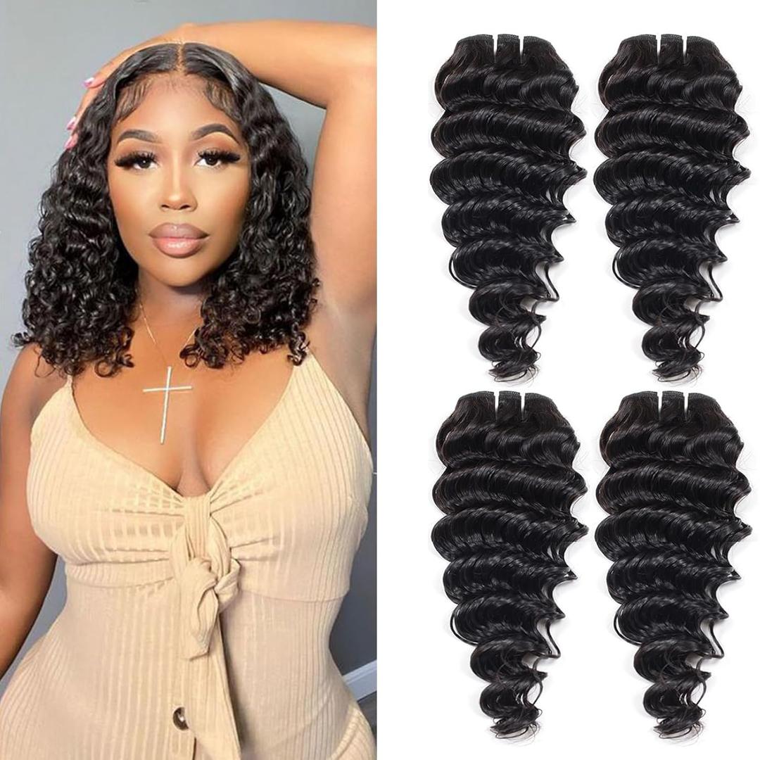 12 Inch Human Hair 4 Bundles Deep Wave Human Hair 100% Unprocessed Virgin Hair 12A Grade Natural Color Hair Extensions for Black Women(12'' 12'' 12'' 12'') 12 Inch Human Hair 4 Bundles Deep Wave Human Hair 100% Unprocessed Virgin Hair 12A Grade Natural Color Hair Extensions for Black Women(12'' 12'' 12'' 12'')