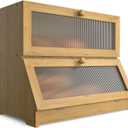 Bread Box for Kitchen Countertop: Bamboo Bread Storage Container for Homemade Bread, 2 Layer Breadbox, Large Bread Keeper Holder, 
Wood Color