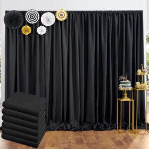 30 ft x 10 ft Thick Black Backdrop Curtain for Parties, 6 Panels Black Polyester Wedding Backdrop Drapes for Birthday Photography Background Party Backdrop Home Decorations
