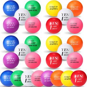 32 Pcs Motivational Stress Balls 1.57 Inch Colorful Foam Balls Inspirational Stress Relief Gifts Hand Exercise Quotes for Relief Encouraging Motivating Adults Kids