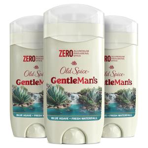 Old Spice GentleMan's Aluminum Free Dry Feel Deodorant for Men, 24/7 Lasting Freshness, Gentle on Skin with Skin Conditioners, Blue Agave + Fresh Waterfall Scent, 3.0 oz (Pack of 3)