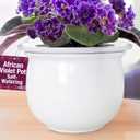 African Violet Pots Self Watering  6.5W x 4.6H Ceramic Self Watering Pots for Indoor Plants with Glazed White Outer Pot & Absorbent Inner Pot for Easy Plant Care