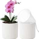 2 Pack of 5in Ceramic Cachepot with 5 inch Clear Nusery Pot - Self Watering Indoor Planter with Drainage for Root Visibility,Semi Hydro Pots For Repotting Orchid,White