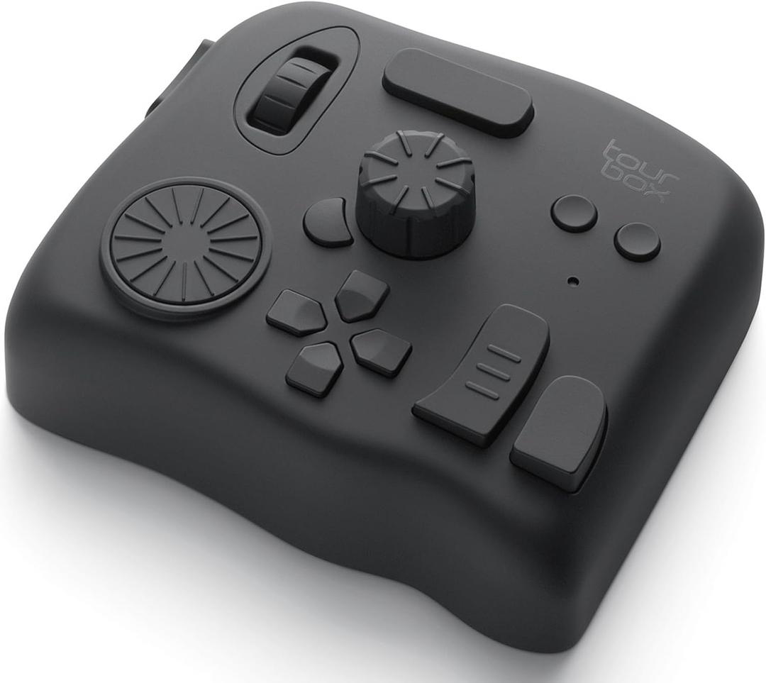 TourBox Elite - Bluetooth Controller for Video Photo Editing Color Grading, Davinci Resolve Speed Editor, MacOS/Windows, Lightroom Photoshop Premiere Final Cut Pro Programmable Keyboard (Black (Without Cable))