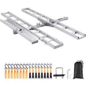 VEVOR Motorcycle Carrier, 2-Bike 600 LBS Aluminum Motorcycle Carrier Hitch Mount, Loading Ramp, Scooter Dirt Bike Trailer Hauler, Ratchet Straps and Stabilizer, for Car, Truck with 2" Hitch Receiver