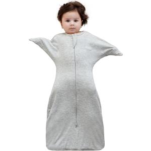 PuppyPaws Baby Sleep Sack, Transitional Swaddle, Swaddles for Newborns1.0 Tog Sleep Sack 6-9 Months, Wearable Blanket Baby with 2-Way Zipper (Grey)