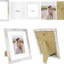 Hongkee 8x10 Picture Frame Set of 4, Made of Real Glass and Distressed White Wooden Frame, 8 by 10 Photo for Wall or Tabletop - Display Picture 5x7 with Mat or 8x10 Without Mat