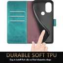 SUANPOT for MotorolaMoto G Power 2022 Wallet case RFID Blocking Credit Card Holder, Flip Folio Book PU Leather Phone case Shockproof Cover for Women Men Power2022 Blue Green