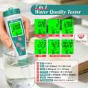 Pool Salinity pH Tester Hydrogen Water Tester, 7 in 1 pH Salt ORP H2 TDS EC Temp Meter for Salt Water Pool, Hydrogen TDS PPM Tester for Drinking Water, pH EC ORP Meter for Hydroponic Water