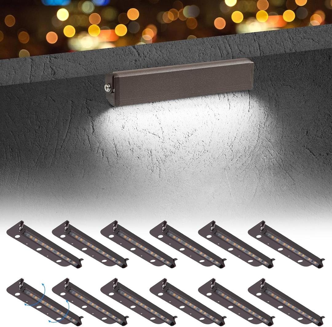 12-Pack 7inch 3W 5000K Daylight White Hardscpe Lighting | 12V AC/DC Retaining Wall Lights,Low Voltage Landscape Lighting,Hardscape Paver Light,Outdoor Step Lights