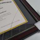 upsimples 11x14 Diploma Frame with High Definition Glass, Display 8.5x11 Certificate with Black over Gold Mat, Degree Document Frame for Wall and Tabletop, Mahogany with Gold Beads, 1 Pack