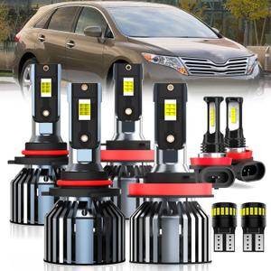 For 2009-2016 Toyota Venza light Bulbs, 9005 High Beam H11 Low Beam H11 Fog Light License Plate Lights Combo, 8PCS