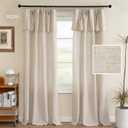H.VERSAILTEX Linen Curtains with Valance 84 Inch Length for Living Room Boho Window Drapes 2 Panels Set for Farmhouse Semi-Sheer Curtain for Bedroom Rod Pocket/Ring Top 52 x 84 Inch, Linen