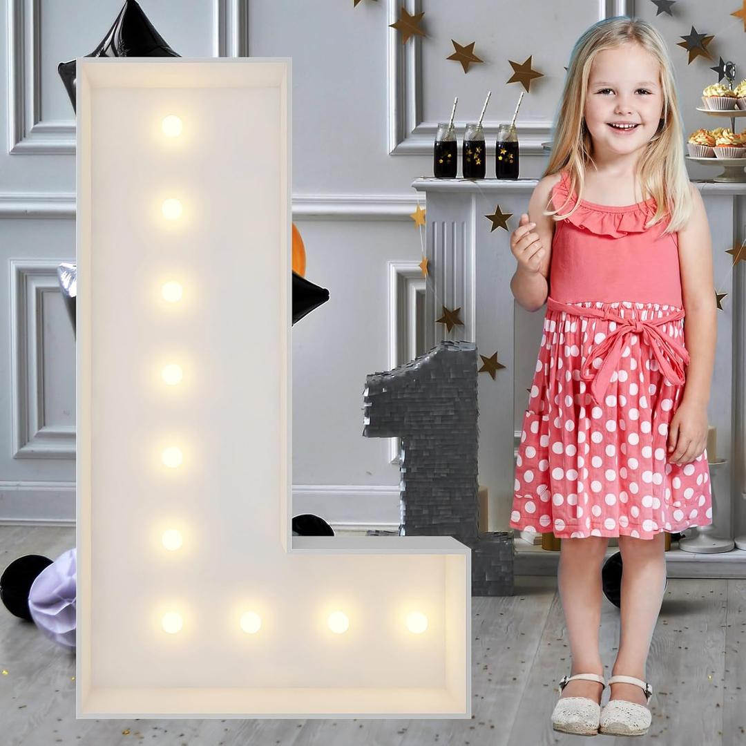 3FT Marquee Light Up Letters L, Big Marquee Letter for Baby Shower Birthday Engagement Wedding Marry Me Party Decor (3FT, Letter L)