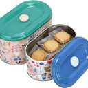 Decorative Metal Storage Tins with Lids, 2 Pack Floral and Bird Pattern Containers, Small 8.8x4.9x4.7 inch and Large 9.8x5.9x5.7 inch (Birds)