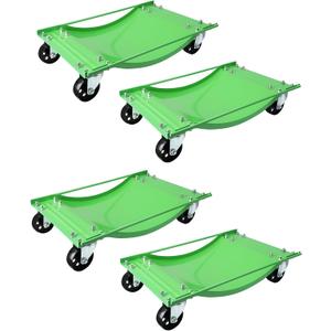 GarveeTech Car Dolly Set of 4, Heavy Duty 10,000 LBS Max Capacity Wheel Dolly, Antiskid Vehicle Dollies for Moving Car with 3.5 in Swivel Steel Wheels for Moving Cars, Trucks, Green