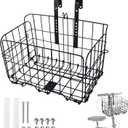 Knee Scooter Basket Accessory, Removable Wire Basket, Fits Most Knee Scooter Models, Easy Installation, Foldable Design, Black Metal Handlebar Mount