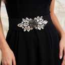 Rhinestone Stretch Belt Wide Formal Belt Women Fashion Belts Elastic Dressy Waist Accessories (Black White Belt, M:fit waist size 31-40 in)