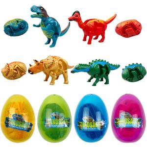 JoFAN 4 Pack Jumbo Dinosaur Deformation Eggs Prefilled Plastic Easter Eggs with Toys Inside for Kids Boys Girls Toddlers Easter Basket Stuffers Gifts Party Favors