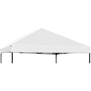 8x8 Canopy Replacement Top Outdoor Tent only Silver Coated Cover with Ropes, Silver White