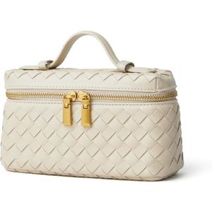 DAILANDO Small Woven Crossbody Purse for Women Designer Mini Top Handle Tote Box Bag With Long Detachable Shoulder Strap (Beige)