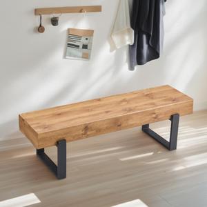 Merax Wooden Dining Bench, Farmhouse Indoor Kitchen Table Benches, Bed Bench, Industrial Shoe Bench, Entryway Benches, Natural