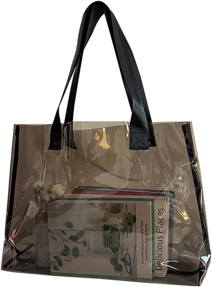 Clear Large Tote Bag - Versatile, Waterproof, Stain Resistant, Transparent Shoulder Tote Bag for Work (Grey1)
