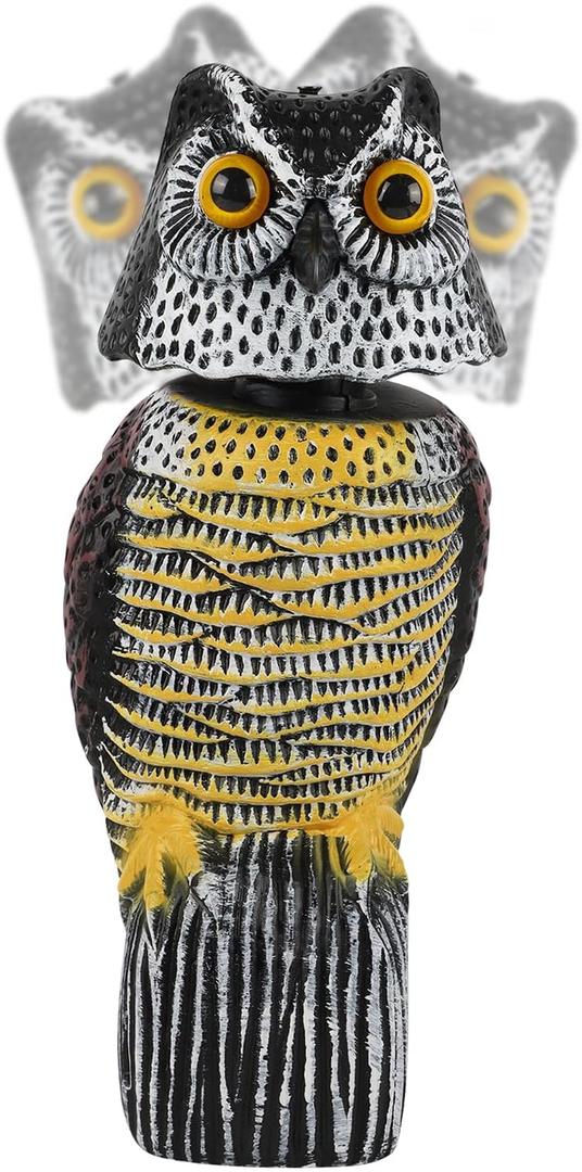 Hausse Fake Owl Decoy to Scare Birds Away, 15 inch Wagging Head Plastic Owl Scarecrow Bird Deterrents, Owl Statue Nature Enemy Horned Pest Repellent for Outdoor Garden Yard Hausse Fake Owl Decoy to Scare Birds Away, 15 inch Wagging Head Plastic Owl Scarecrow Bird Deterrents, Owl Statue Nature Enemy Horned Pest Repellent for Outdoor Garden Yard