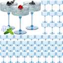 Jingmore 48 Pcs Ribbed Martini Glasses 10 oz Disposable Plastic Vintage Ribbed Coupe Glasses Unbreakable Dessert Parfait Glassware for Wedding Birthday Party Supplies (Blue)