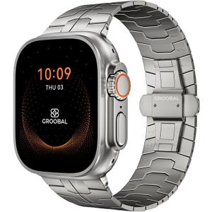 Grade 5 Titanium Band for Apple Watch Ultra 3/2/1 49mm & Series 11/10 46mm, DLC Coating Anti-Scratch Ultra 3 Band with Small-Link Design for Precise Fit, Secure Butterfly Clasp Band for Men