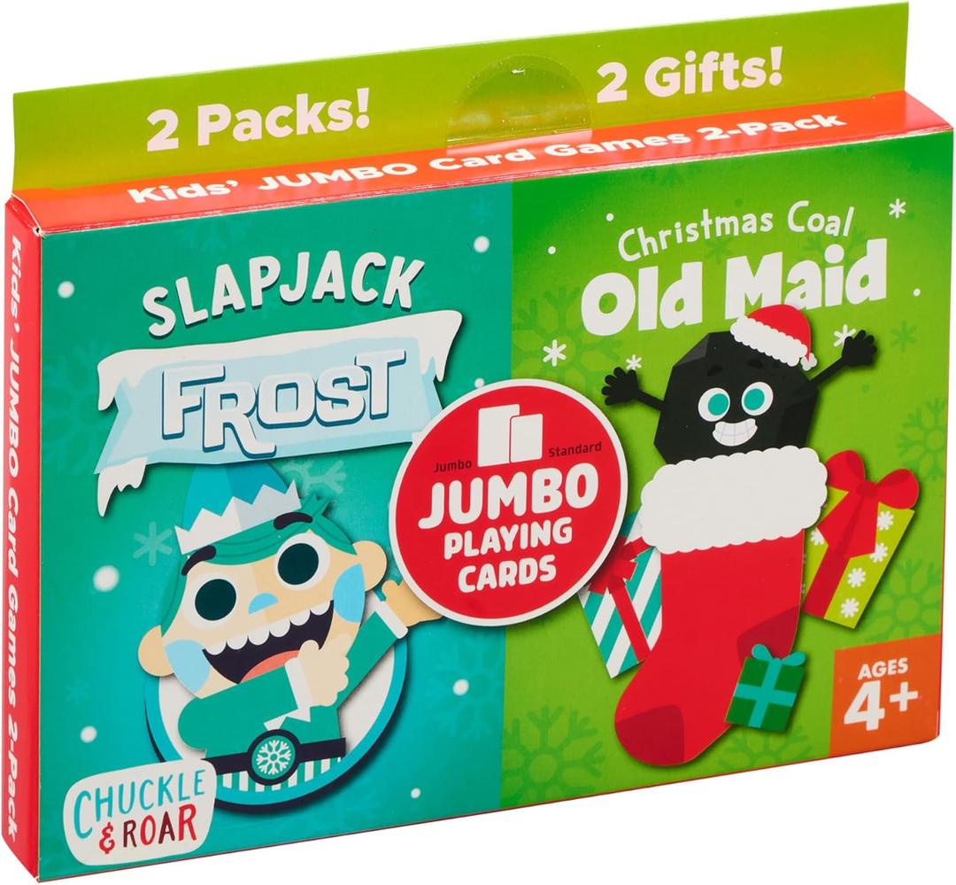 Chuckle & Roar Holiday Jumbo Playing Cards  Slap Jack Frost and Christmas Coal Old Maid