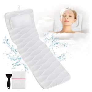 OMYSTYLE Full Body Bath Pillow, Bath Pillows for tub with Mesh Washing Bag & 21 Non-Slip Suction Cups, Spa Bathtub for Head Neck Shoulder and Back Support - 5D Air Mesh & Quick Drying