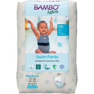 Bambo Nature Hypoallergenic Swim Pants, Eco-Labeled Swim Diapers, Double Leak Barriers - Medium (12 Count)