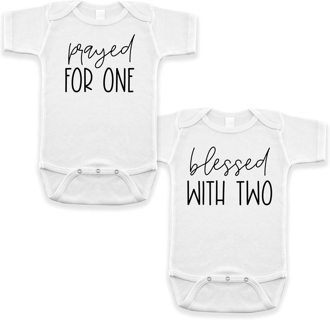 Twin Pregnancy Announcement Infant Bodysuit Set for Grandparent Photo Props 0-3 Months