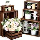 CroBlissful 6 Pcs Decorative Wood Crates for Storage Display Rustic Nesting Crates with Handle Farmhouse Wooden Storage Container Boxes for Wedding Baby Shower Birthday Party(Vintage Brown)