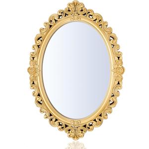 Oval Vintage Mirror 9 x 12.6 Inches Antique Retro Mirrors for Wall Small Decorative Hanging Mirror for Makeup Bedroom Living Room Dresser Tabletop Tray Victorian Wall Decor(Gold)