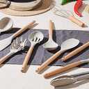 Feuora Silicone Kitchen Cooking Utensils Set, 33pcs  446F Heat Resistant, Non-stick, BPA-Free, Wooden Handles, Spatula, Turner, Tongs, Spoon, Brush, Whisk  Essential Cooking Gadgets (Khaki)