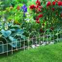 FOREHOGAR Decorative Garden Folding Border Fence 18in X20ft Rustproof Metal Wire Edging Flower Bed Fences Panel Outdoor White Garden Fencing Edge Patio Landscape