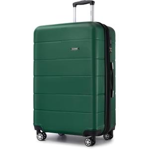 Kono Large Checked Luggage, 28-inch Expandable Rolling Suitcase, Green, Large-checked Spinner