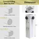 4 Pack Carbon Steel Dorm Bed Risers - 2.4" Diameter, Adjust Height 3.2", 5.1" (Fit for Bed Leg 1.5-2.3")