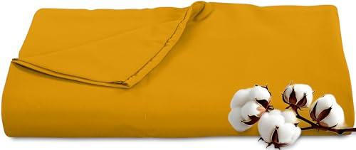 Royale Linens 300 Thread Count 100% Long Staple Combed Cotton Flat Sheet - Super Soft - Top Sheets - Queen Flat Sheet Sold Separately - Breathable, Cool & Crisp Percale Sheets Only (Queen, Yellow)
