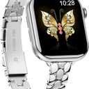 Narrow Metal Band Compatible with Apple Watch Bands 38mm 40mm 41mm 42mm 44mm 45mm 46mm 49mm, iwatch Thin Stainless Steel Bands Series 11 10 9 8 7 6 5 4 3 2 1 SE Ultra for Women (Silver)