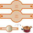 Silicone Bread Sling for Dutch Oven, Non-Stick & Easy to Clean Bread Baking Mat Set, 2 Pcs Reusable Bread Sling with Long Handle to Transfer Sourdough (Orange)