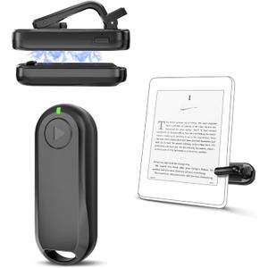 CoBak Remote Control Page Turner for Kindle Paperwhite Ipad Reading Kobo Comics/Novels Tablets Taking Photos Camera Video Recording Remote Triggers, Ultra-Long-Lasting Page Turner (Single Button(Forward ), Black)