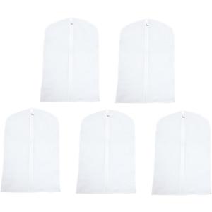 Happyyami 5Pcs PEVA Translucent Suit Protective Cover Bags Heavy Duty Coat Storage Bags for Home and Travel Waterproof and Dustproof for Garment Protection