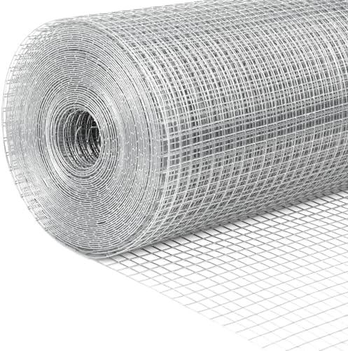 LuckIn Hardware Cloth 1/2 Inch 24 x 50ft, 19 Gauge Chicken Wire Fencing, Chicken Wire Mesh, Hot Dip Galvanized After Welded Mesh Wire, Square Chicken Fence Wire Fence Rolls, Rabbit Wire, Snake Fence