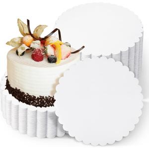 30 Pcs Round Cake Boards 10 Inch, Cake Circles Base Disposable Pizza Circles Scalloped Edges Cardboard White Cakes Plates for Cakes DIY Baking Supplies Birthday Wedding Birthday Party